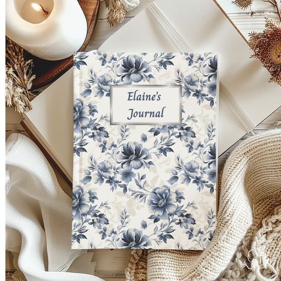 Floral Hardcover Journal, Elegant Note-taking Notebook, Daily Planner, Scrapbook, Gift for Writers, Students, Floral Design