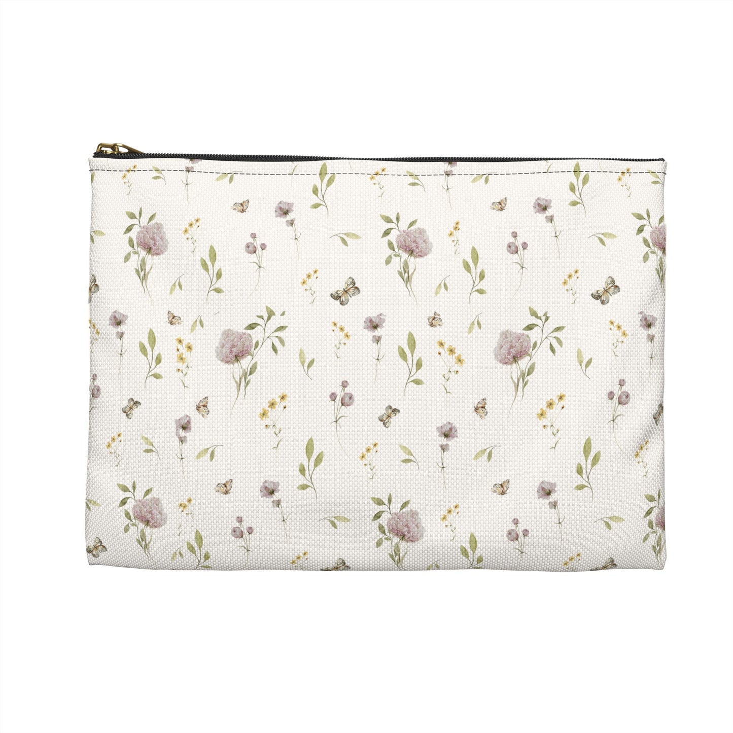 Floral patterned pouch on a white background