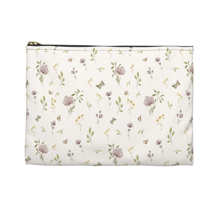 Floral patterned pouch on a white background
