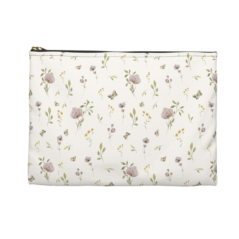 Floral patterned pouch on a white background