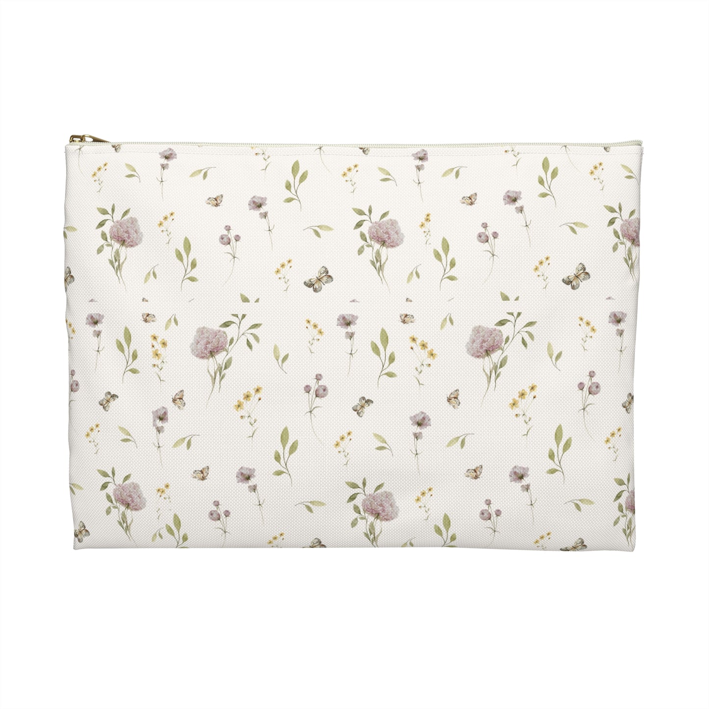 Floral-patterned pouch on a white background