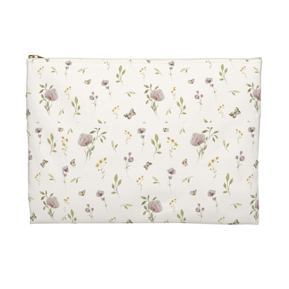 Floral-patterned pouch on a white background