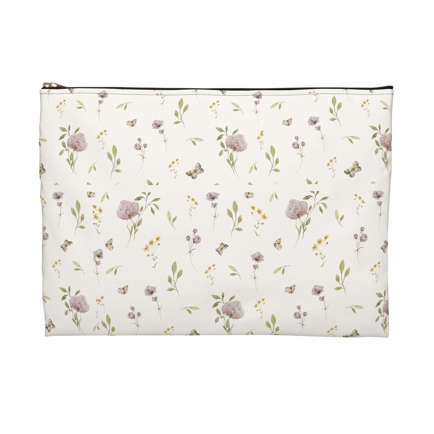 Floral-patterned pouch on a white background