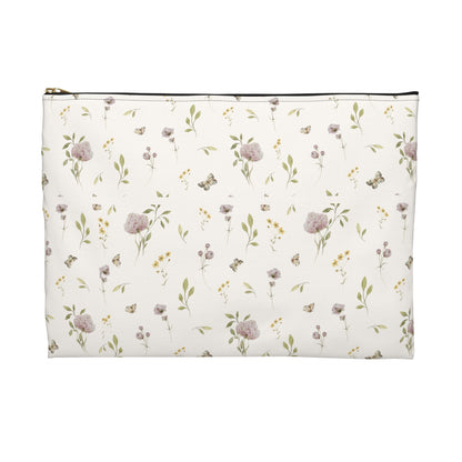 Floral-patterned pouch on a white background