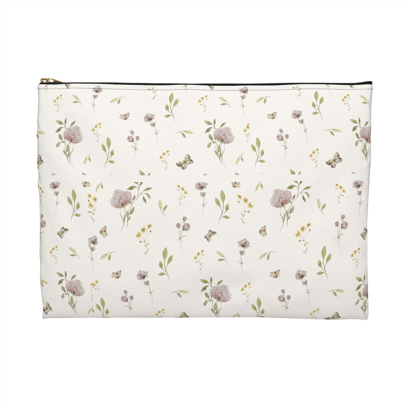 Floral-patterned pouch on a white background