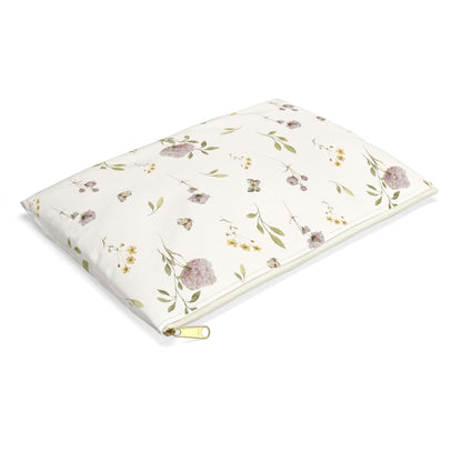 Floral-patterned mattress protector on a white background
