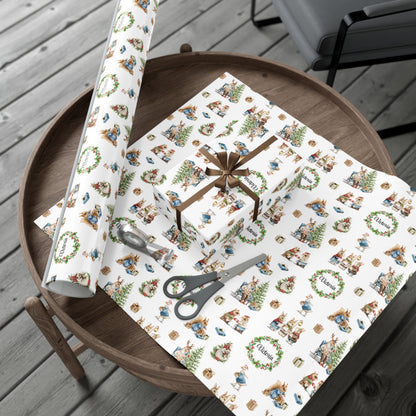 Victorian Animals Personalized Christmas Wrapping Paper