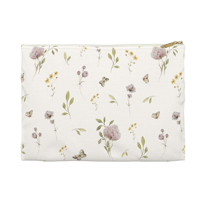 Floral patterned pouch on a white background