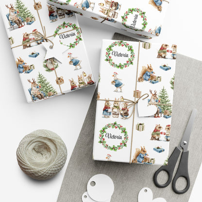 Victorian Animals Personalized Christmas Wrapping Paper