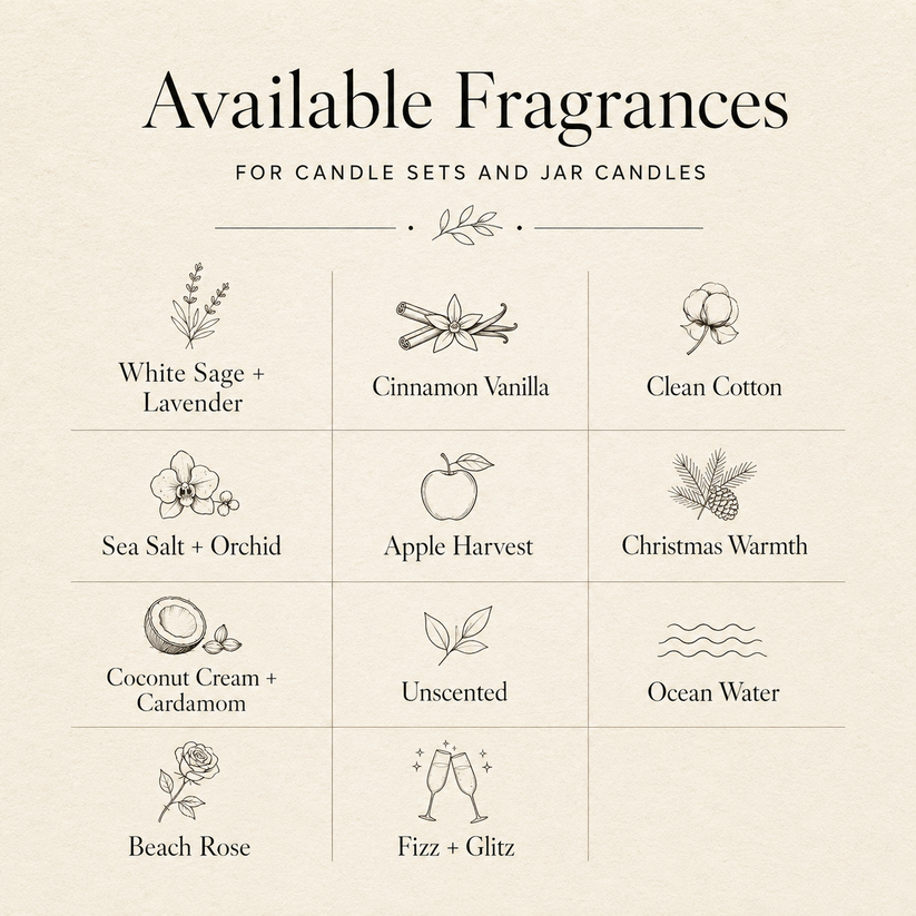 Jar candle gift set scent chart
