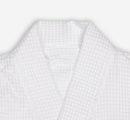 Personalized Waffle Weave Robe | White Embroidered Kimono Robe | Lightweight Cotton Spa Robe Gift