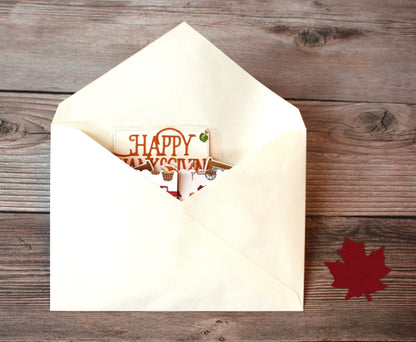 Handmade 3D Pop-Up Thanksgiving Card | One of a Kind