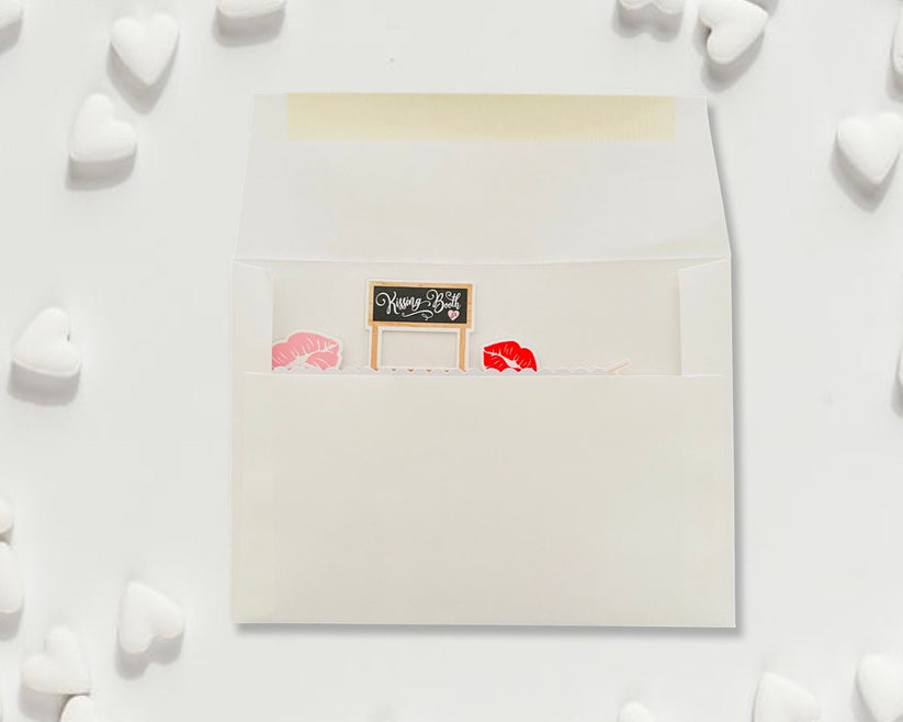 White pouch with decorative elements on a white background