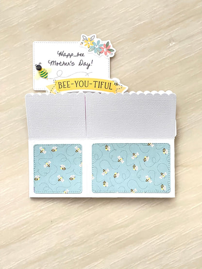 Folded pop-up Mother's Day card with  'Happy Bee Mother's Day' text.