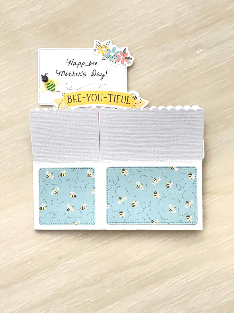 Folded pop-up Mother's Day card with  'Happy Bee Mother's Day' text.