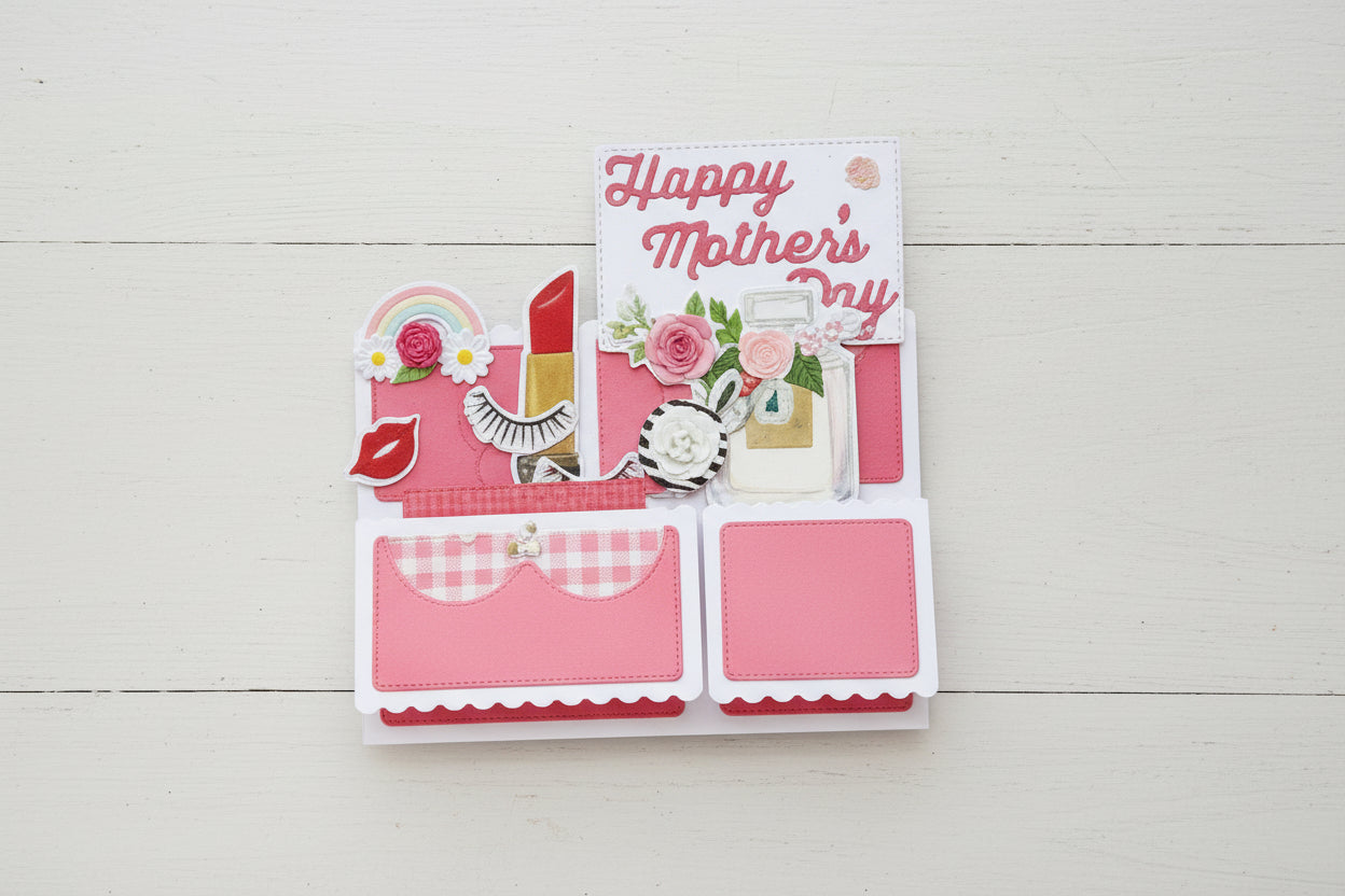 Greeting card with 'Happy Mother's Day' text and decorative elements on a white background