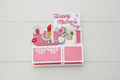 Greeting card with 'Happy Mother's Day' text and decorative elements on a white background