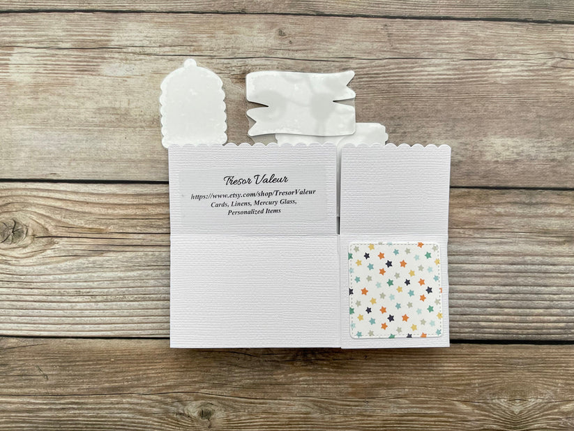 Back of folded pop-up card.