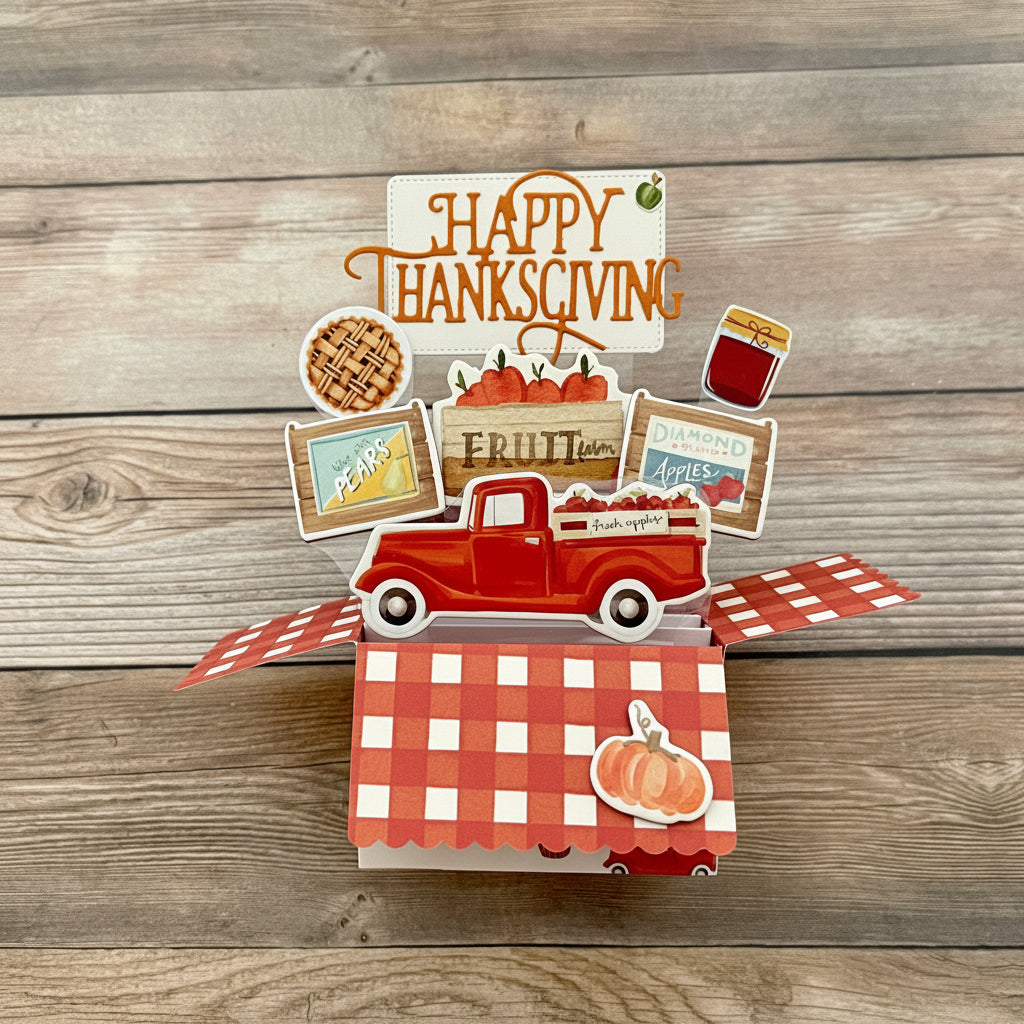 Handmade 3D Pop-Up Thanksgiving Card | One of a Kind