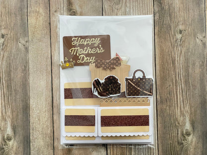 Greeting card with 'Happy Mother's Day' on a wooden background