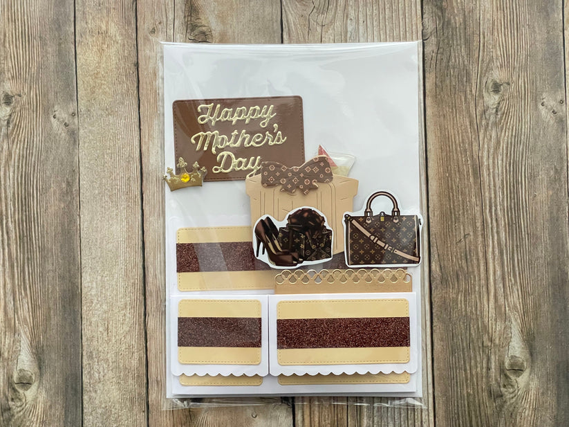 Greeting card with 'Happy Mother's Day' on a wooden background