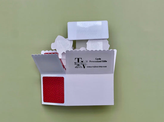Card holder with business cards on a green background
